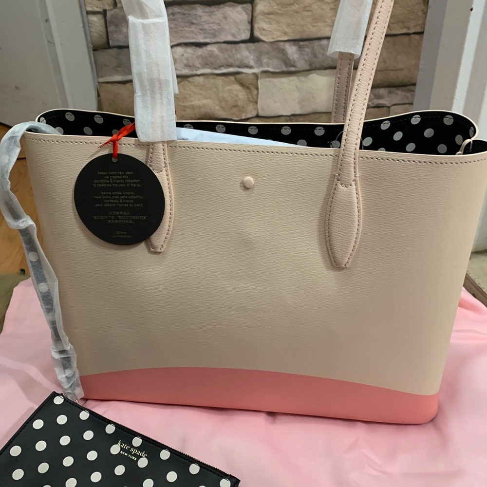 Auth. Kate Spade leather Minnie L.ed tote/Wristlet - Picture 16 of 16